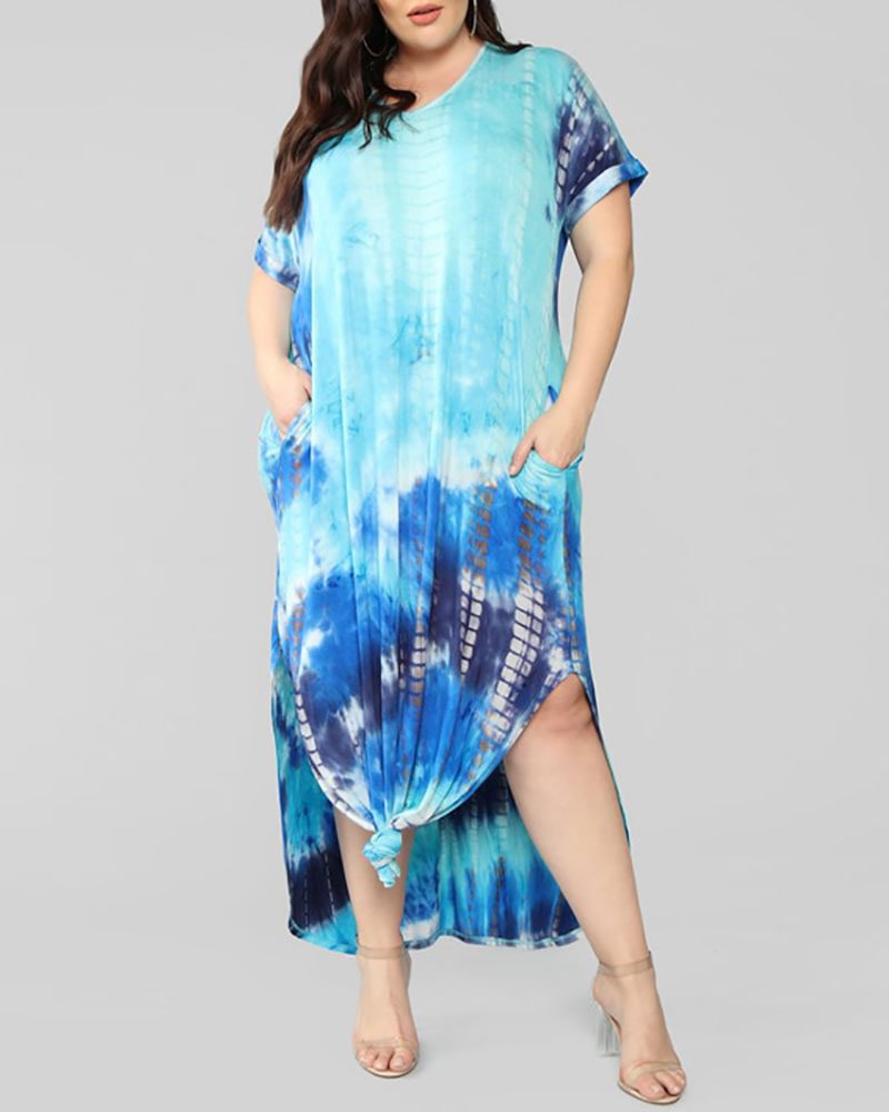 tie dye plus size maxi dress