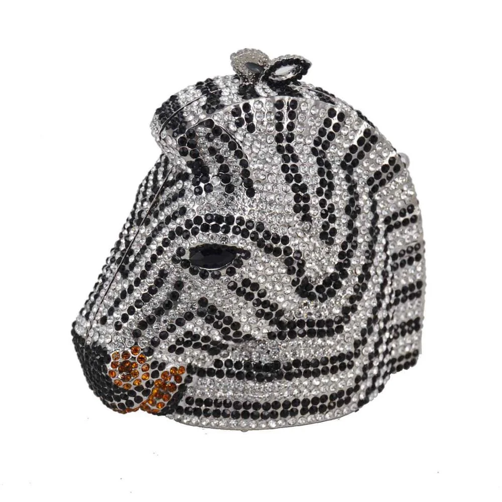 Animal Zebra Luxury Crystal dinner bag Women Diamond Clutch Party Handbags Horse Evening Bags SC899