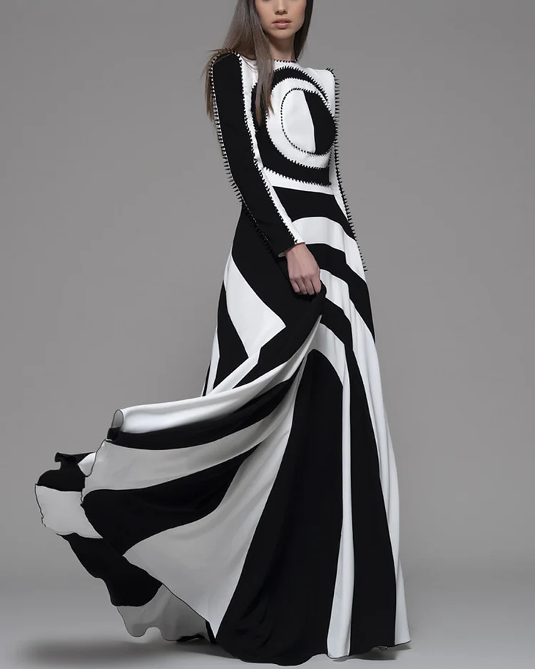 Black and white elegant gown
