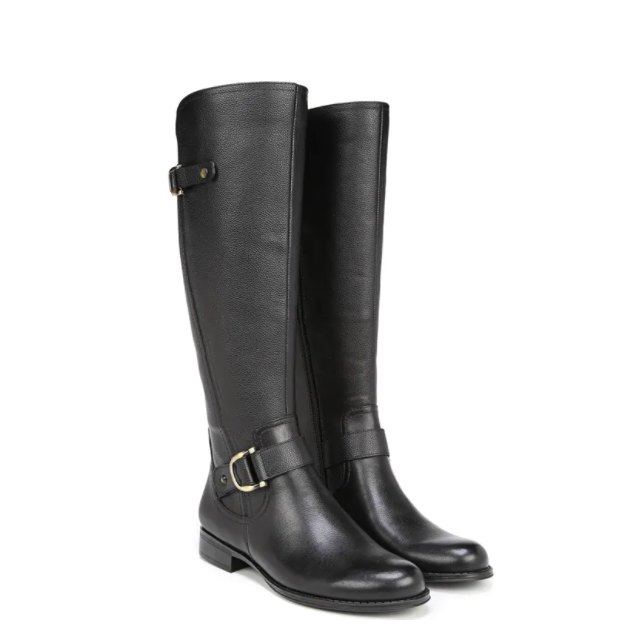 Black Biker Boots with Round Toe Vdcoo