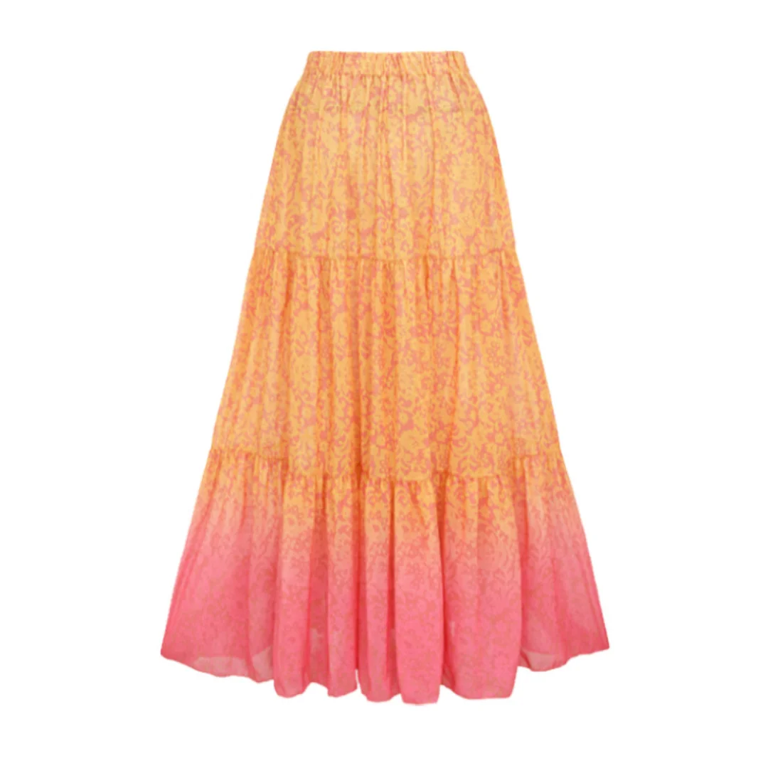 Uveng Gradient Print Split Swimsuit Women 2025 New Bikini Skirt Three-Piece Bikini