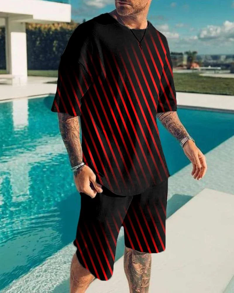 Men's Casual Print  Short Sleeve Suits-041408