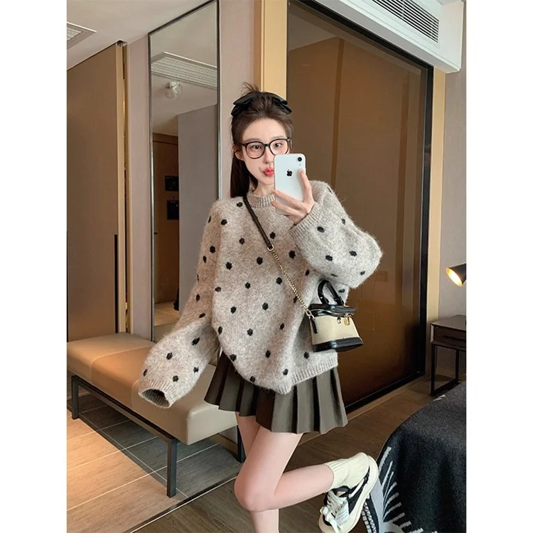 Athvotar Athvotar Wave Nods Sweater Women 2025 New Autumn And Winter Thick Loose Leisure Lazy Wind Inside The Knitting Shirt