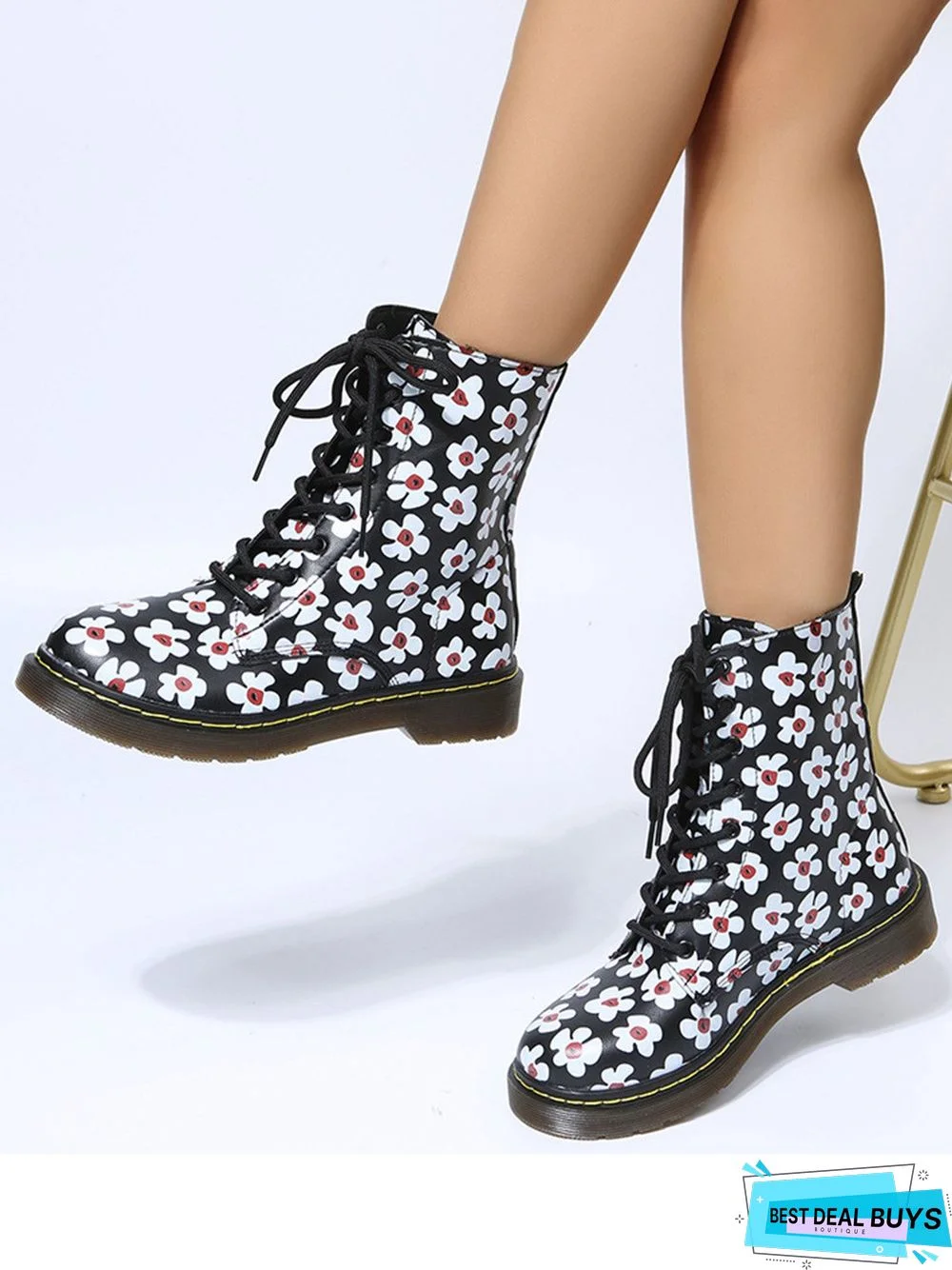 Womens's Plus Size Cat Printing Martin Boots
