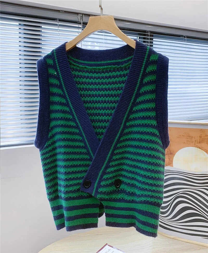 7 row 2), 21129 (2 room not make web celebrity figure crossover v-neck stripe knitted vest [1017] 28