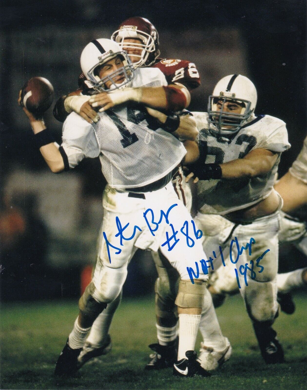 STEVE BRYAN OKLAHOMA SOONERS 1985 NATIONAL CHAMPS ACTION SIGNED 8x10