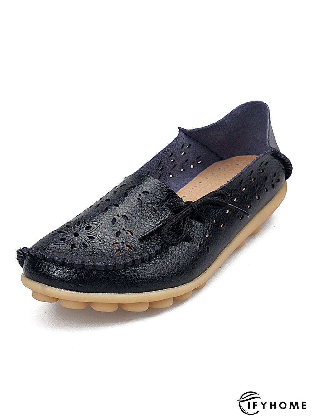 Cowhide Hollow Lace-up Portable Shoes | IFYHOME