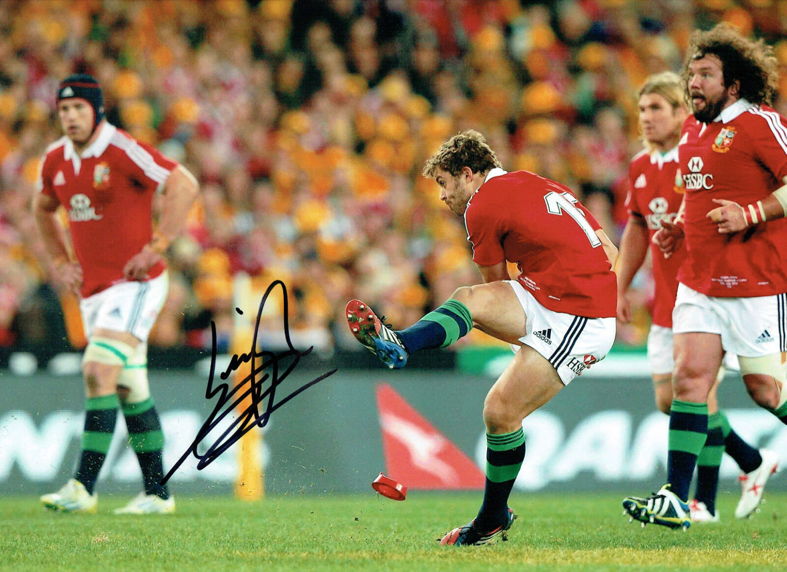 Leigh HALFPENNY Signed Autograph British LIONS RUGBY 16x12 Photo Poster painting AFTAL COA