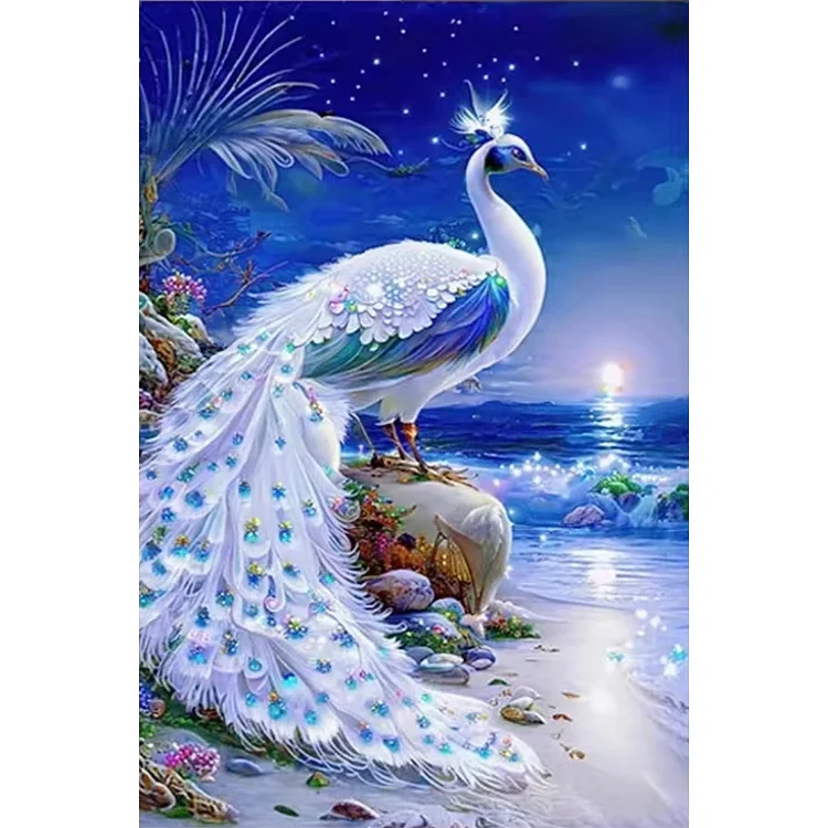 White Peacock 11CT Stamped Cross Stitch 40*65CM