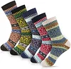 Winter Thick Soft Wool Vintage Pattern 5 Pairs Socks For Christmas Gift