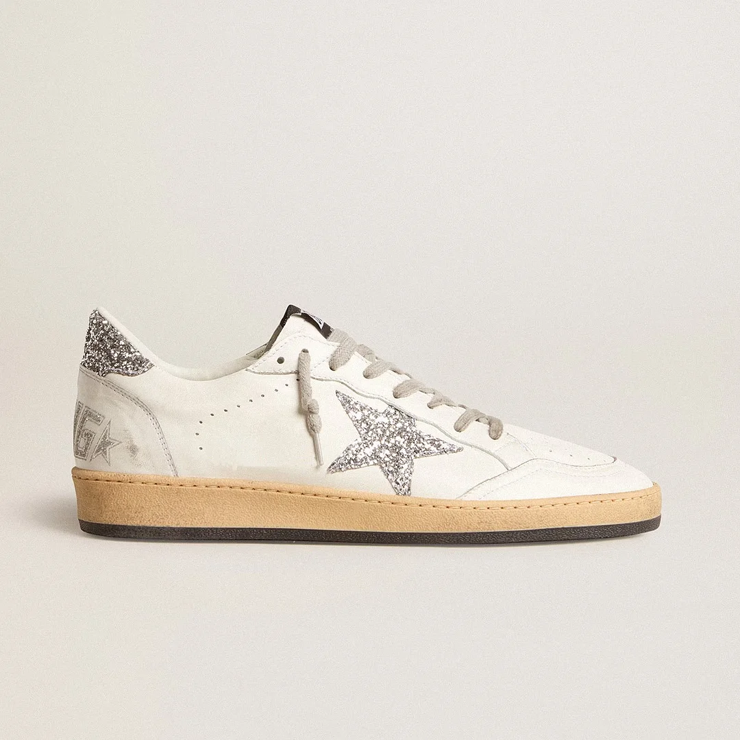 Gentlemen's Low Top Round Toe Stars Print Genuine Leather Causal Sport Sneakers 