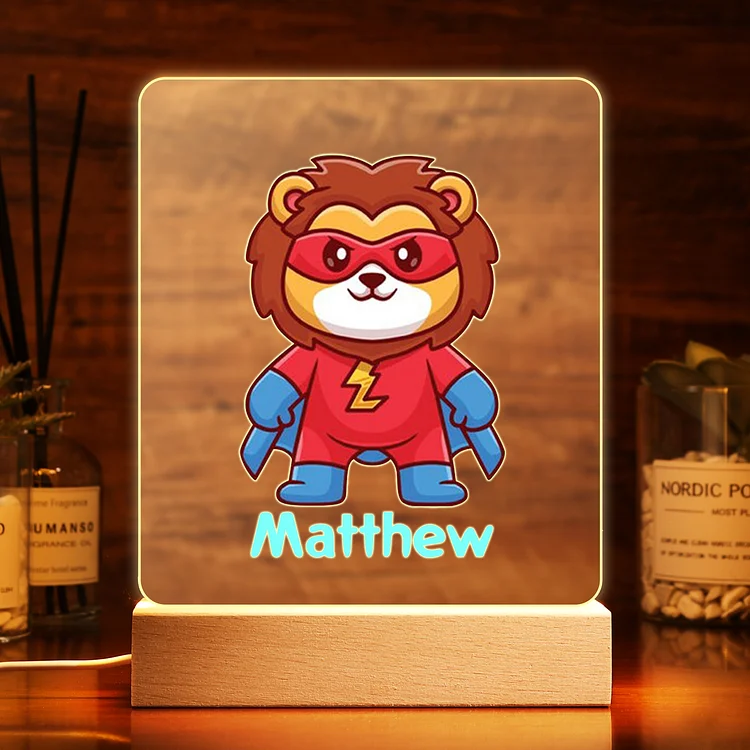 Personalized Cute Lion Name Night Light LED Lamp Gifts For Kids