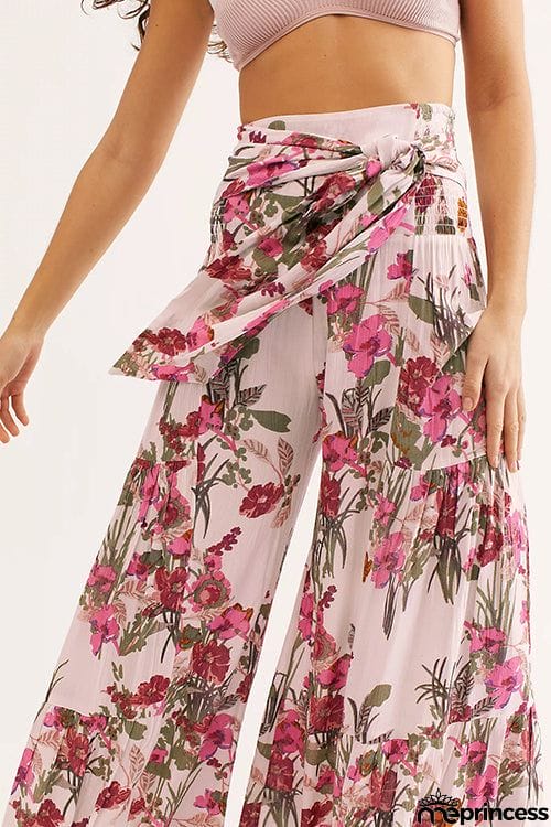 Print Belted Palazzo Pant