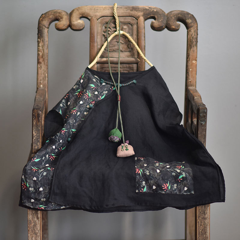 Original Round Neck Button-Up Hanfu Linen Shirt