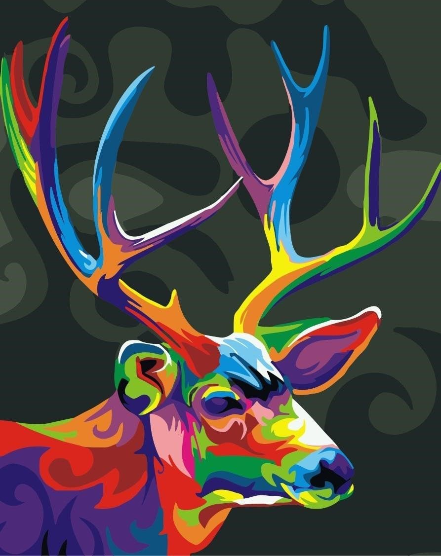 Animal Deer Paint By Numbers Kits UK For Beginners HQD1375