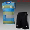 2025/2026 Real Madrid Pre-Match Training Blue-Green Vest+Shorts Football1:1 Thai Quality