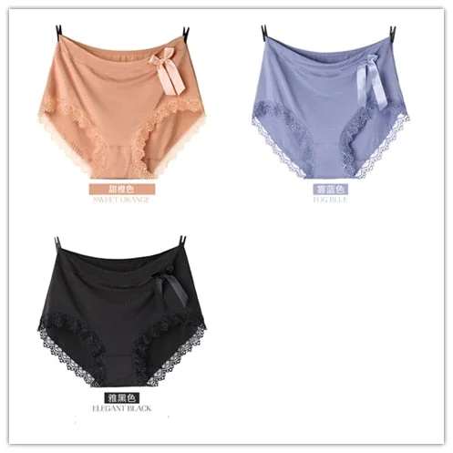 Big Sizes Panties of Large Size Clothing Laces Soft Ladies Plus Size Underwear Women Comfortable Briefs XL-5XL 3 Pieces