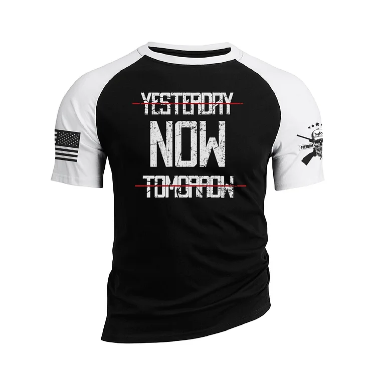 YESTERDAY NOW TOMORROW RAGLAN GRAPHIC TEE