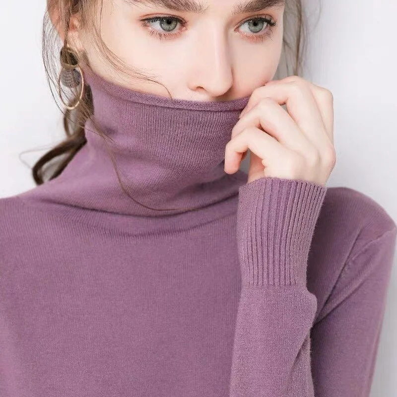 Graduation Gifts   2022 New chic Autumn winter Sweater Pullovers Women Long Sleeve casual warm basic turtleneck Sweater female knit Jumpers top