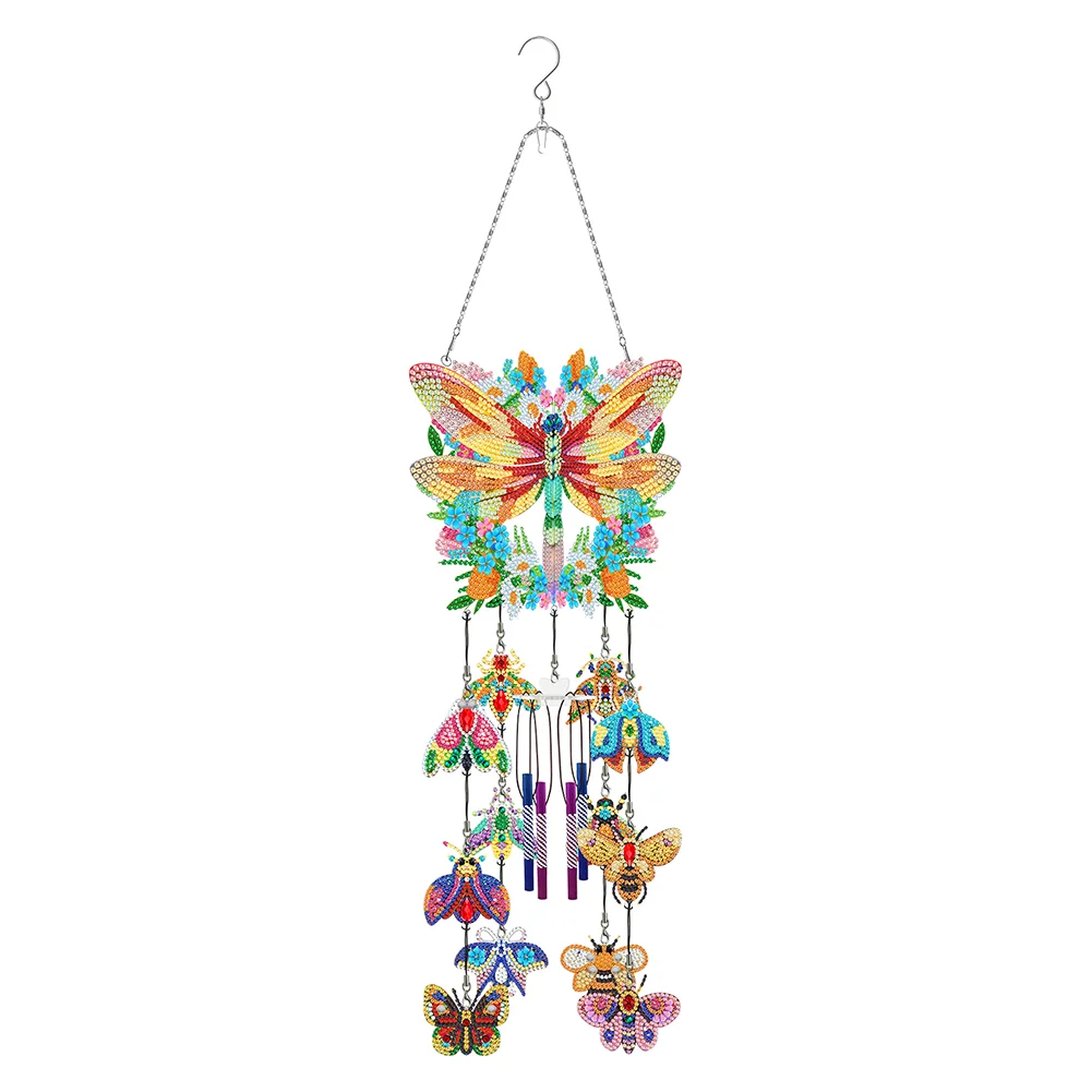 DIY  Wreath Butterfly Double Side Wind Chime Diamond Art Hanging Pendant Home Decor