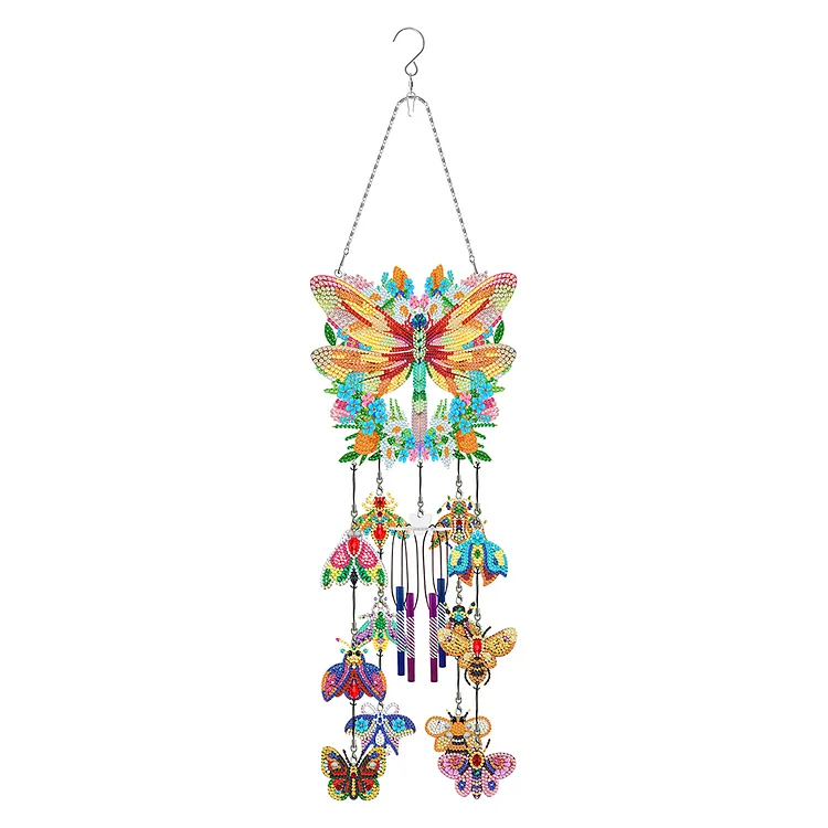 Double Side Wind Chime Bird Butterfly Diamond Art Hanging Pendant for Home Decor