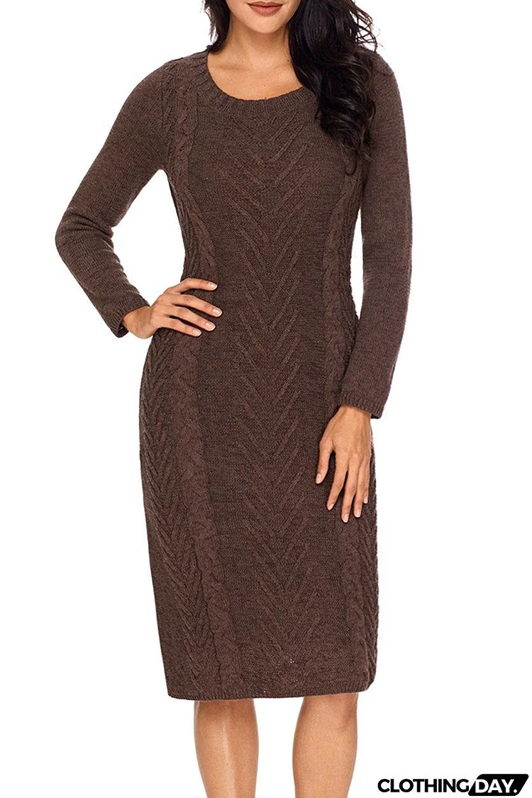 Women’s Coffee Hand Knitted Sweater Dress