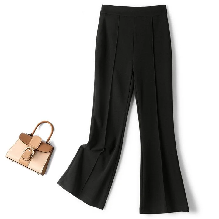 Casual High-rise Cropped Flared Pants QueenFunky