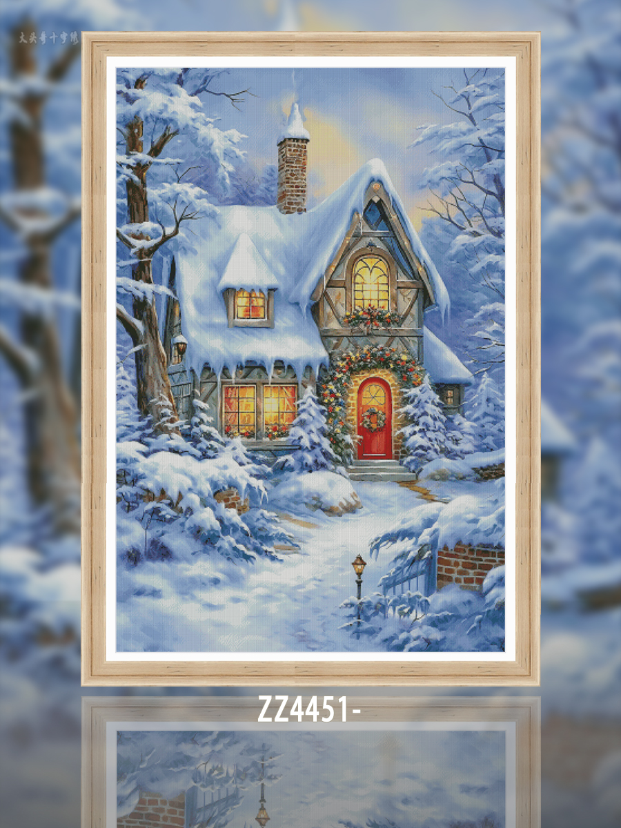 [ZZ4451-Warm Snow House]  Painting Fairy Cross Stitch