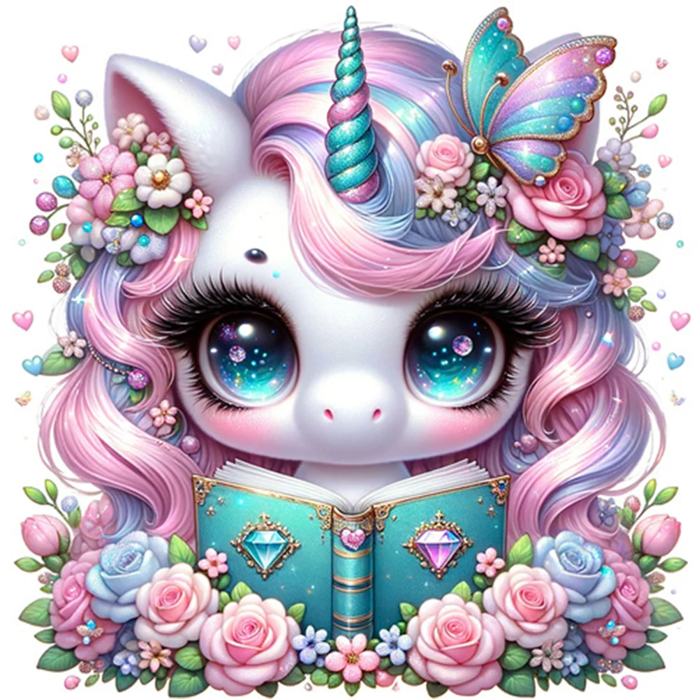 Diamond Painting - Full Square Drill - Read Unicorn(Canvas|35*35cm)