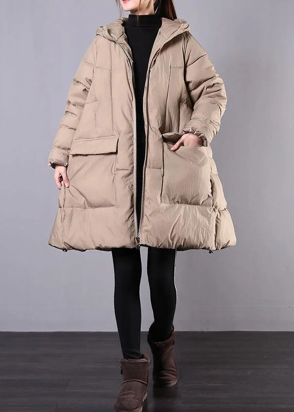 New khaki winter coats casual snow jackets hooded zippered winter coats