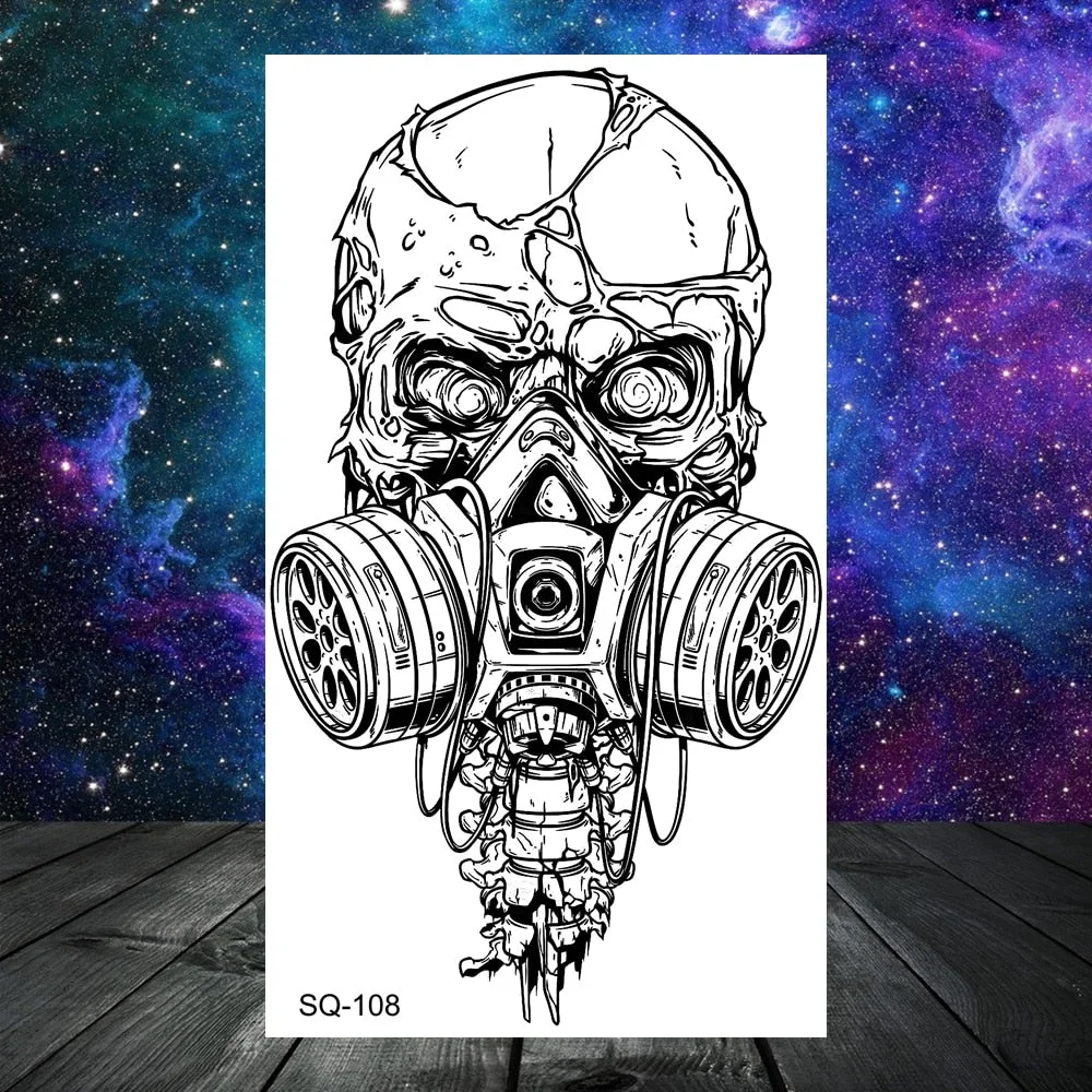 Thorns Wolf Dragon Scorpion Temporary Tattoos For Adult Men Boy Skull Tiger Lion Compass Fake Tattoo Neck Arm Hands Small Tatoos