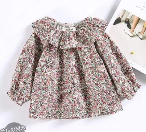 Autumn Girls T Shirts 2020 Cotton Brand T-shirt Toddler Shirts Baby Girl Long Sleeve Broken Flowers T Shirt Kids O-neck Clothes