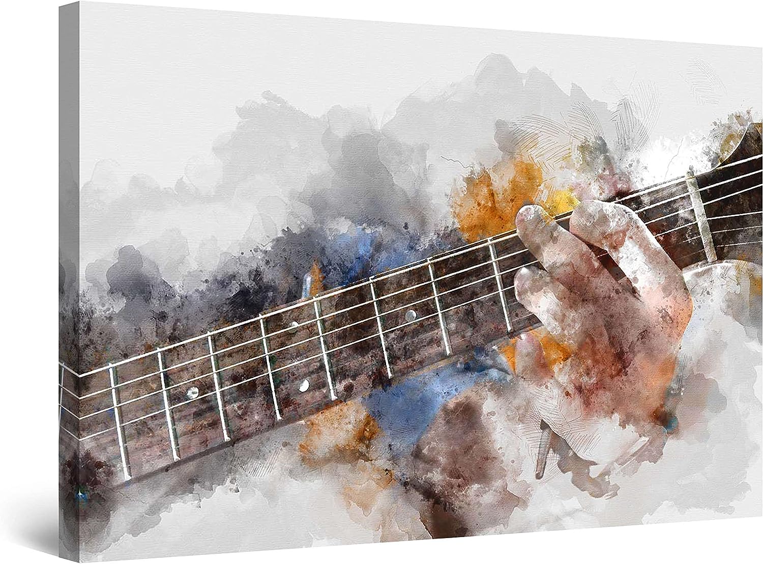 Startonight Canvas Wall Art Abstract - Grunge Guitar Man Playing Watercolor - Large Framed 32 inch  x 48 inch  32&#034; x 48&#034;