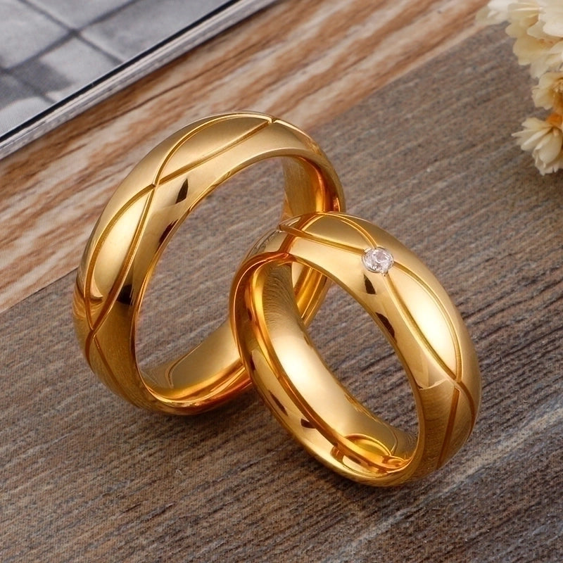 Titanium Steel 18K Gold Plated Korean Style Geometric Rings