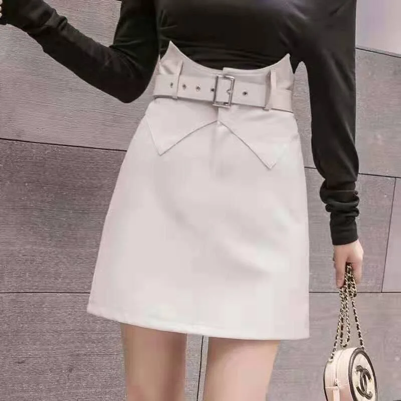 Uforever21  Plus Size Leather Skirt Women Belt High Waist Shorts Skirts PU Mini Skirt Female Black Fashion Outfit