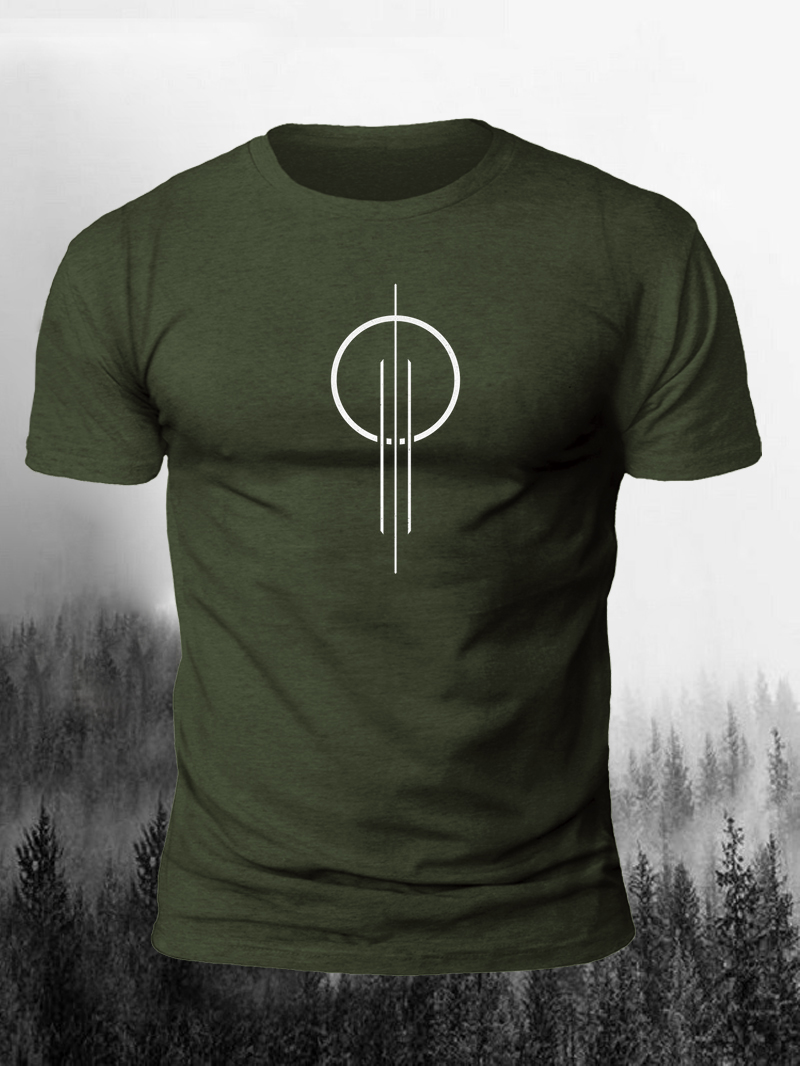 Men's Modern Circle Graphic Line Short Sleeve Shirt