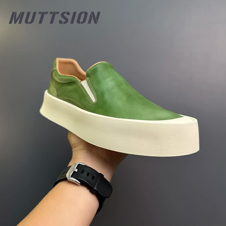 MUTTSION Niche Fashion Genuine Leather Men Loafers Breathable Versatile Sneakers