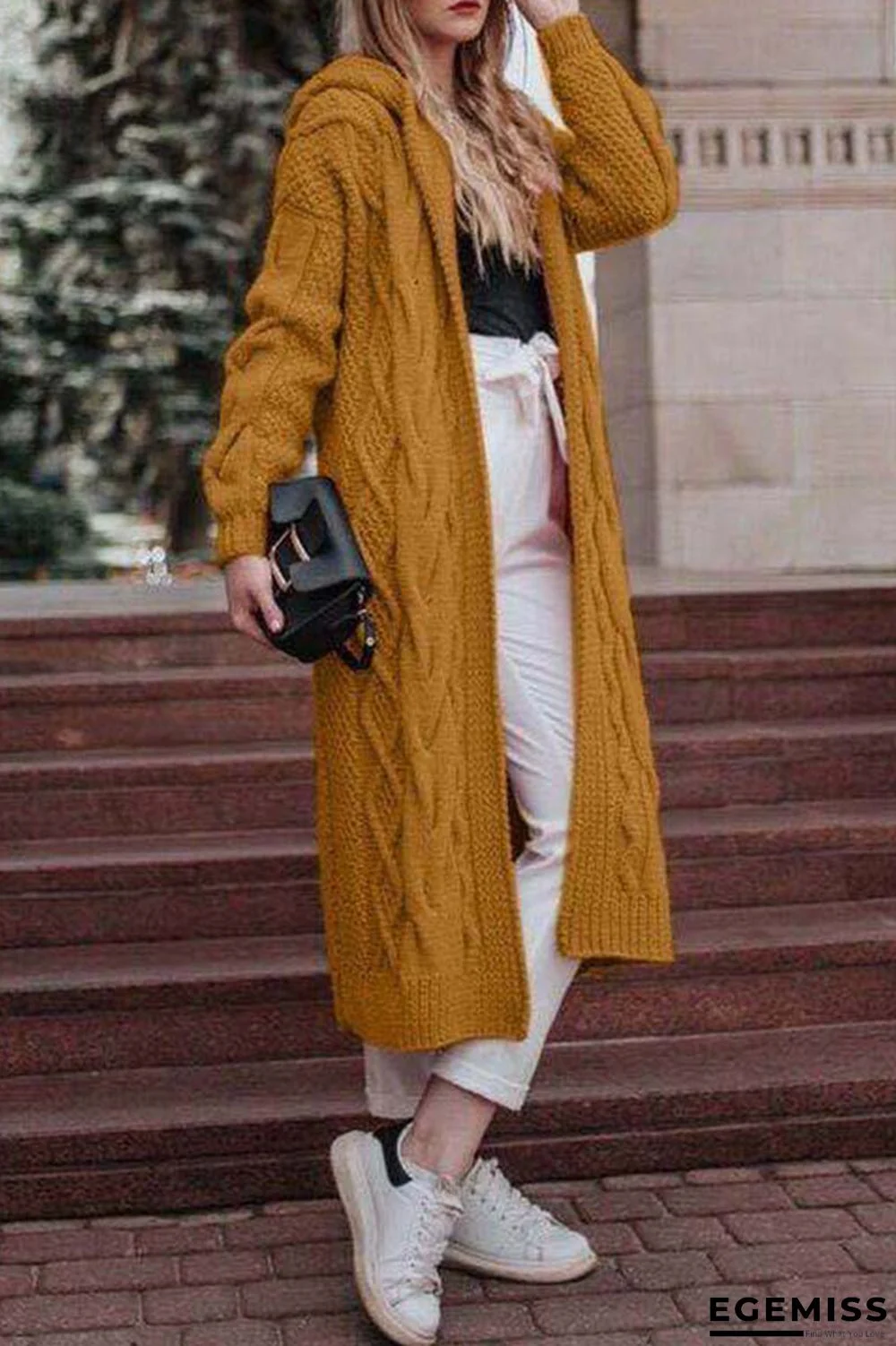 Ginger Casual Solid Patchwork Hooded Collar Outerwear | EGEMISS
