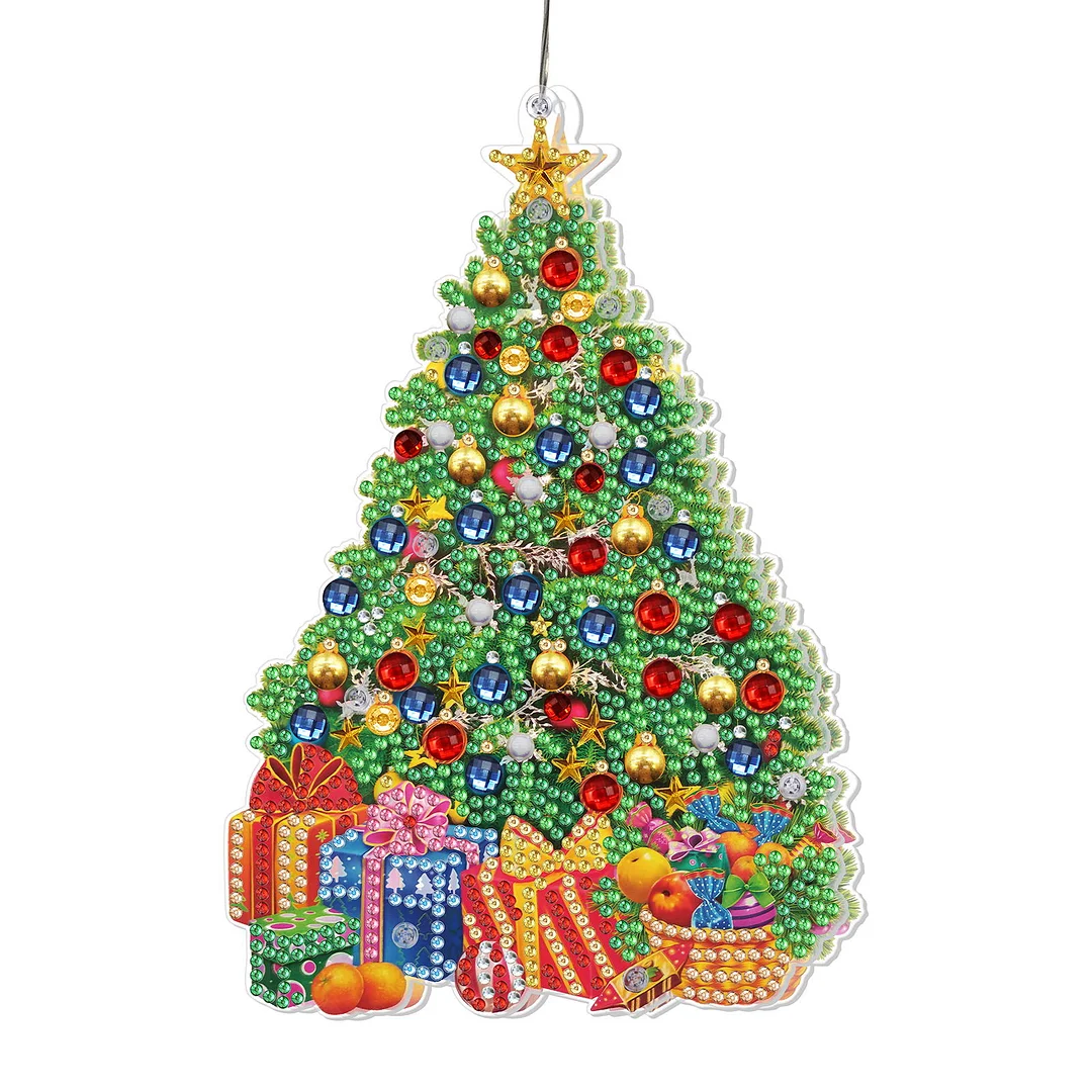 5D Christmas Diamond Painting Hanging Light Festive Rhinestone Lamp Pendant