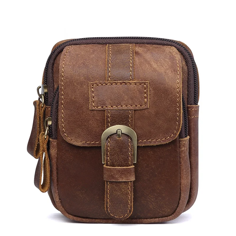 Men's Leather Outdoor Leisure Multifunctional Bag Wearing Belt Mobile Phone Waist Bag