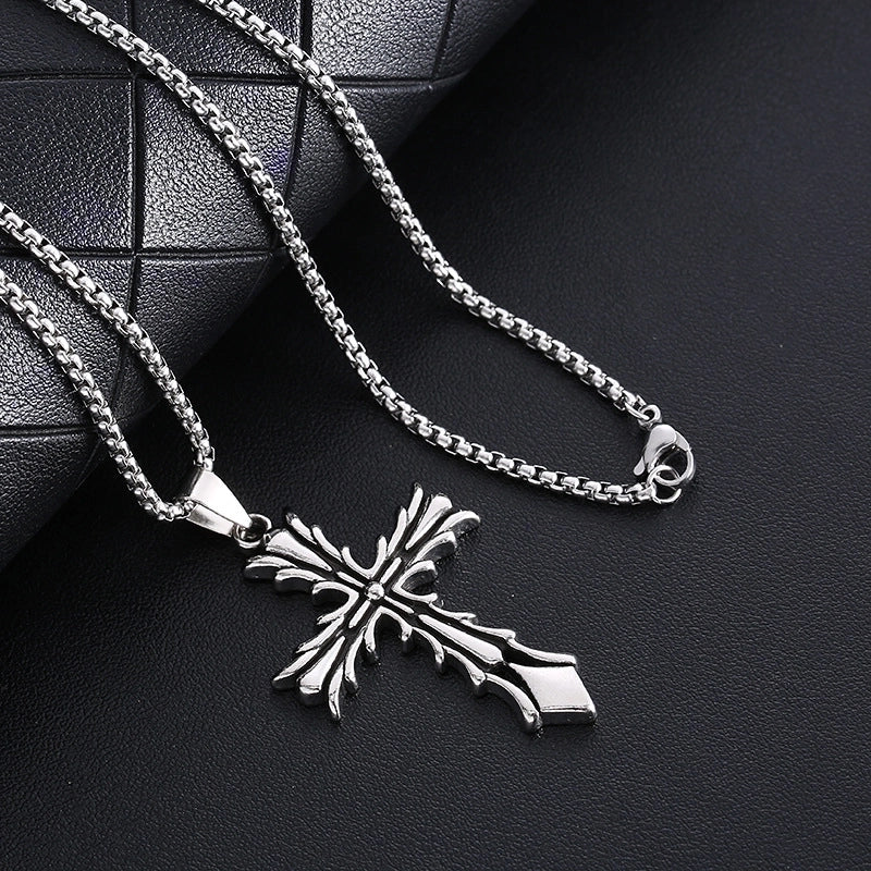 Retro Punk Cross Alloy Plating Men's Pendant Necklace