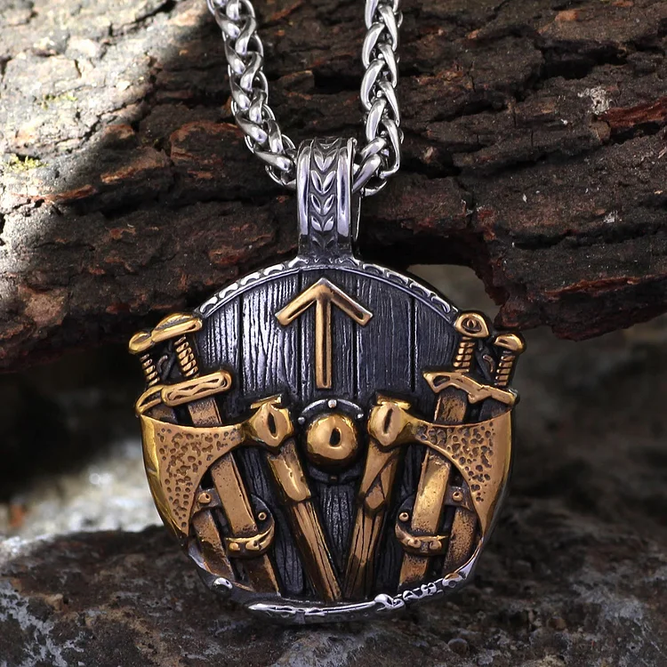 Coutureaura Shield Sword Rune Weapons Necklace