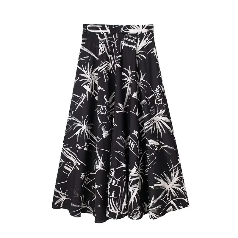 Summer 2023 Women's Sets Off Shoulder Design Print Tight Cropped Tops Cloak Style High Waist Midi Skirts Suit New