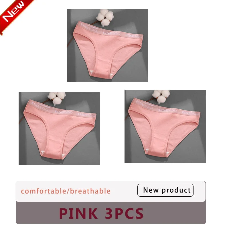 3PCS/Set Cotton Underwear For Woman Sexy Letter Panties Underpants Female M-XL Briefs Intimates Lingerie 6 Solid Color Pantys