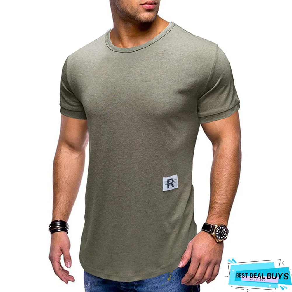 T-Shirt with Short Sleeves and Round Collar In Plain Color