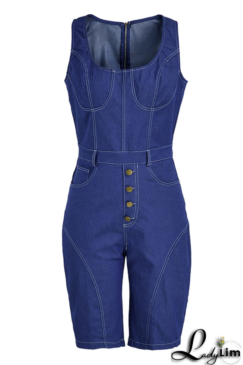 Fluorescent Green Casual Solid Patchwork U Neck Regular Jumpsuits