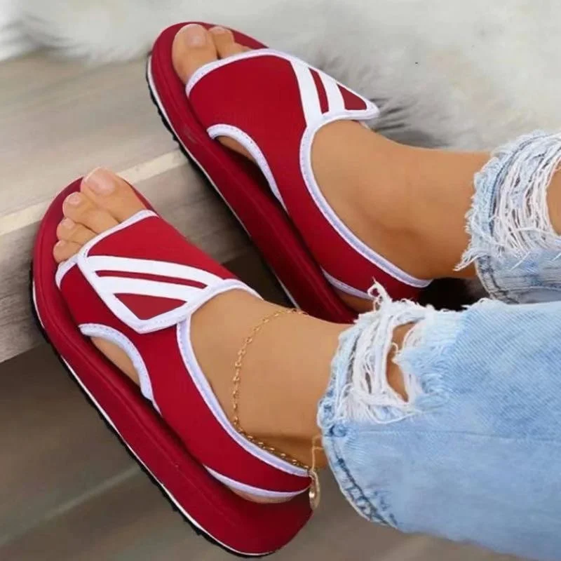 2021 Summer Women Slipper Buckle Decoration Beach Sandals Female Wedge Shoes Lady  Outdoor Non-slip Slippers Fashion Flip-flops 515-1