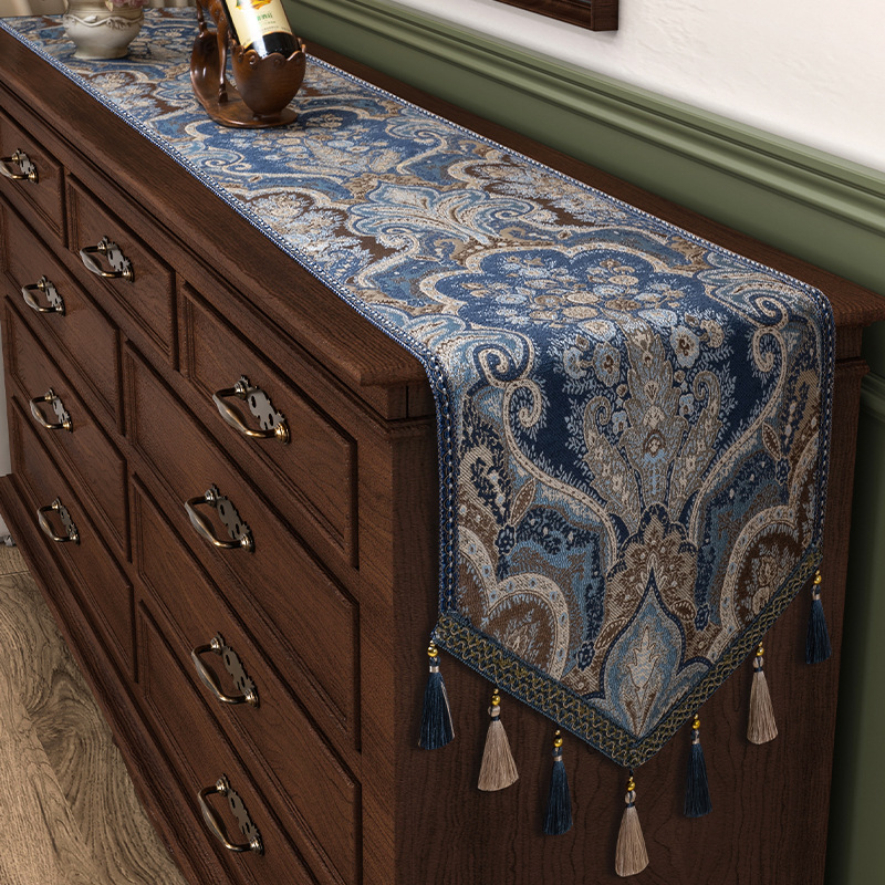 Vintage-style long tablecloth for writing desk, home-use waterproof and oil-proof screen writing table cover, side table, wine cabinet, and display cabinet cover eltralife