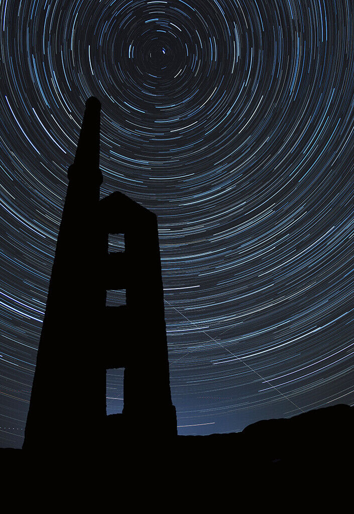 Cornish Tin Mine Engine House Silhouette Star Trail 12x8 inch print picture