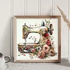 (Stamped/Counted) Retro Floral Sewing Machine - 14CT Cross Stitch 40*40cm/15.75*15.75in